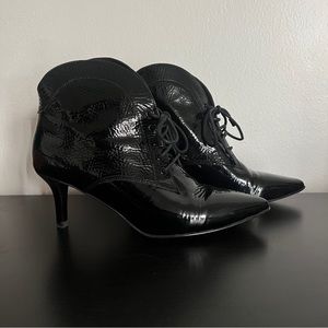 Opening Ceremony Vicky Patent lace up pointed toe boot black size 7 39 preloved
